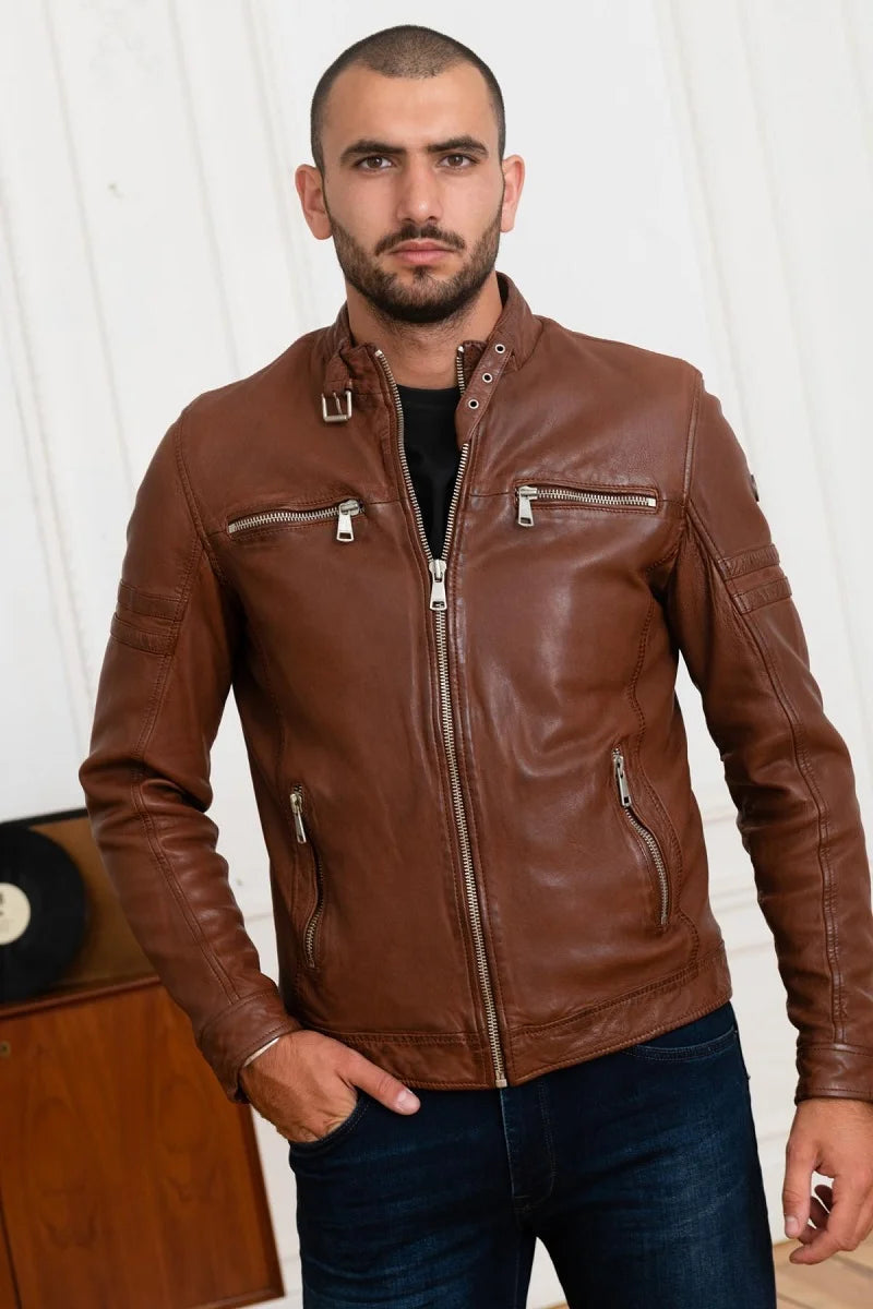 Ironclad Men Tan Leather Jacket - Taushif #