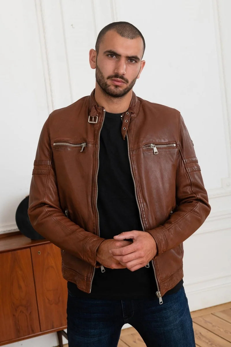 Ironclad Men Tan Leather Jacket - Taushif #