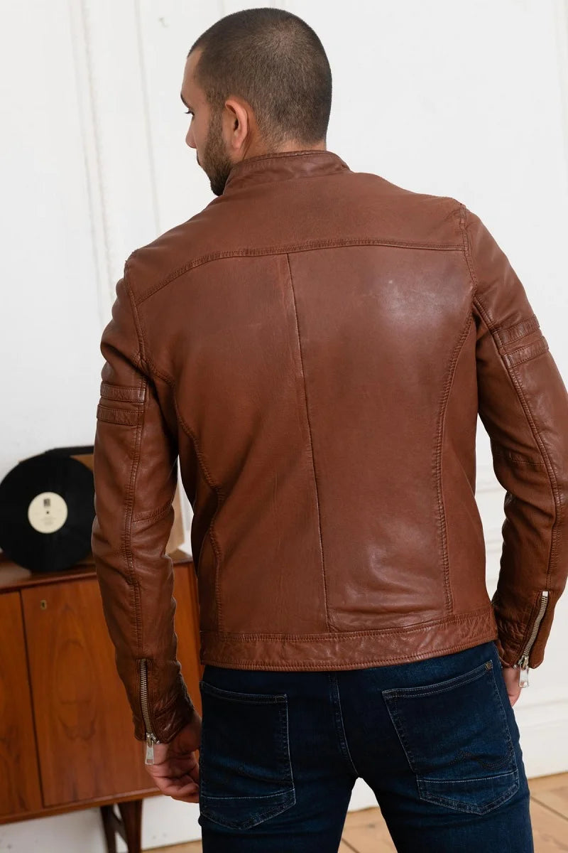 Ironclad Men Tan Leather Jacket - Taushif #