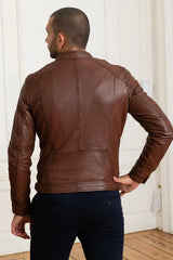 Asphalt Men Brown Leather Jacket - Taushif #