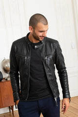 Ironhide Men Black Leather Jacket - Taushif #