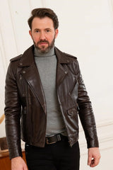 Vortex Men Brown Biker Jacket - Taushif #