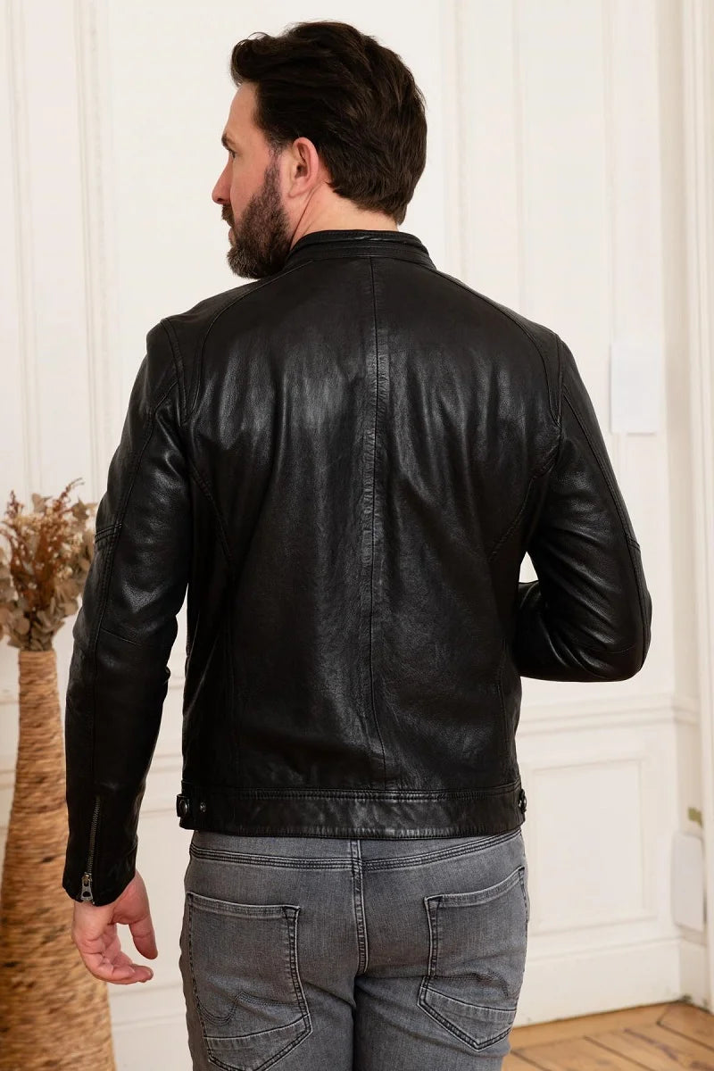 Onyx Men Black Leather Jacket - Taushif #