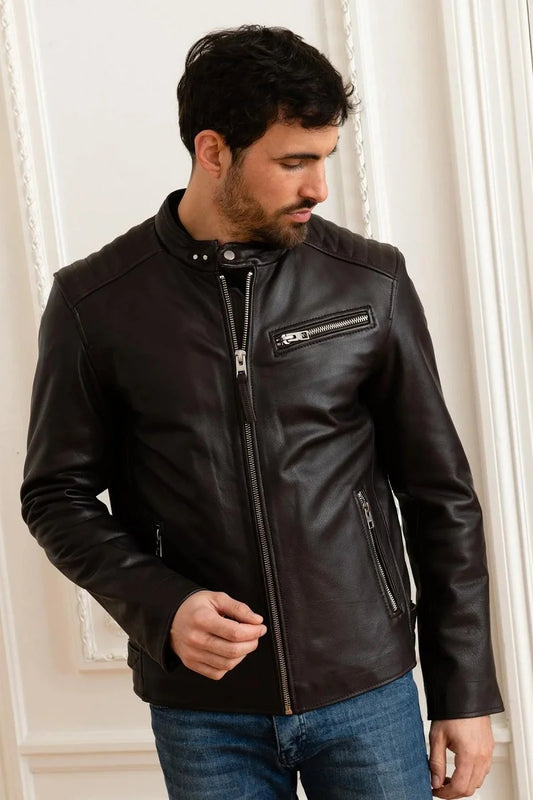 Stormfront Men Brown Leather Jacket - Taushif #