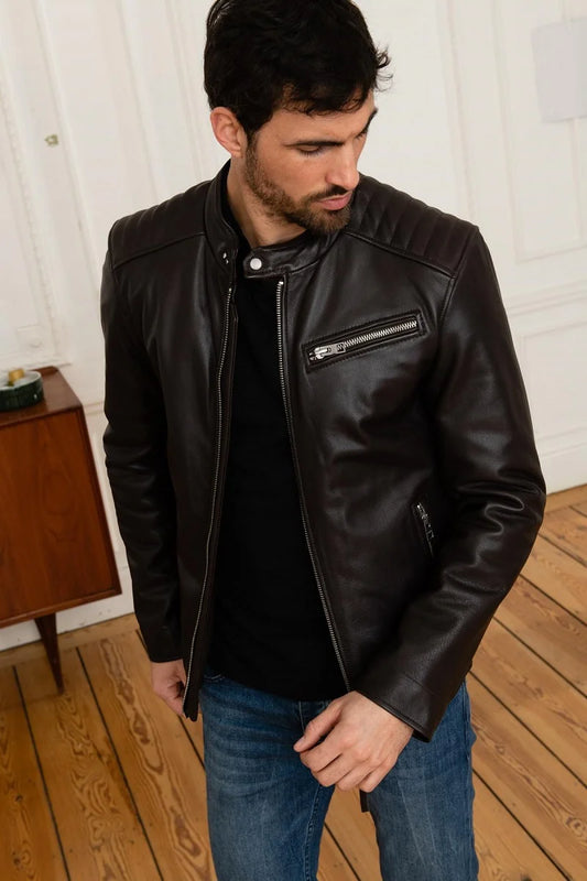 Stormfront Men Brown Leather Jacket - Taushif #