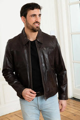 Striker Men Brown Leather Jacket - Taushif #