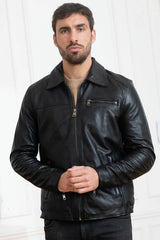 Horizon Men Black Leather Jacket - Taushif #