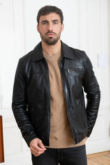 Horizon Men Black Leather Jacket - Taushif #