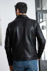 Horizon Men Black Leather Jacket - Taushif #