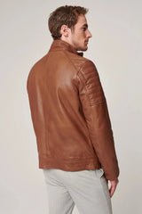 Obsidian Men Tan Leather Jacket - Taushif #