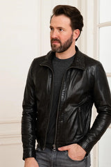 Commander Men Black Leather Jacket - Taushif #