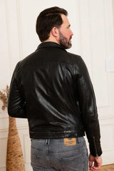 Commander Men Black Leather Jacket - Taushif #