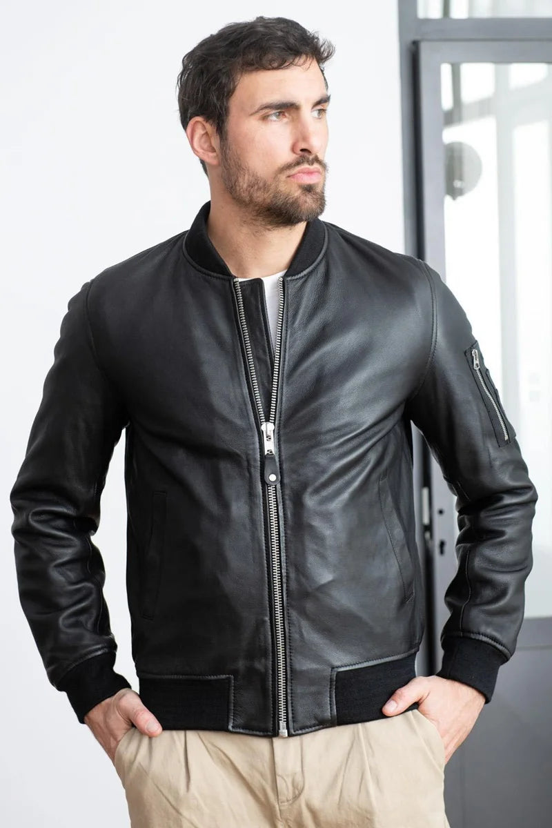 Apex Men Black Bomber Jacket - Taushif #