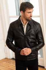 Torque Men Black Leather Jacket - Taushif #