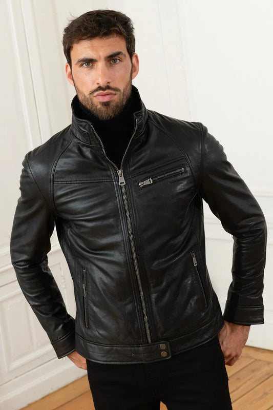 Heritage Men Black Leather Jacket - Taushif #