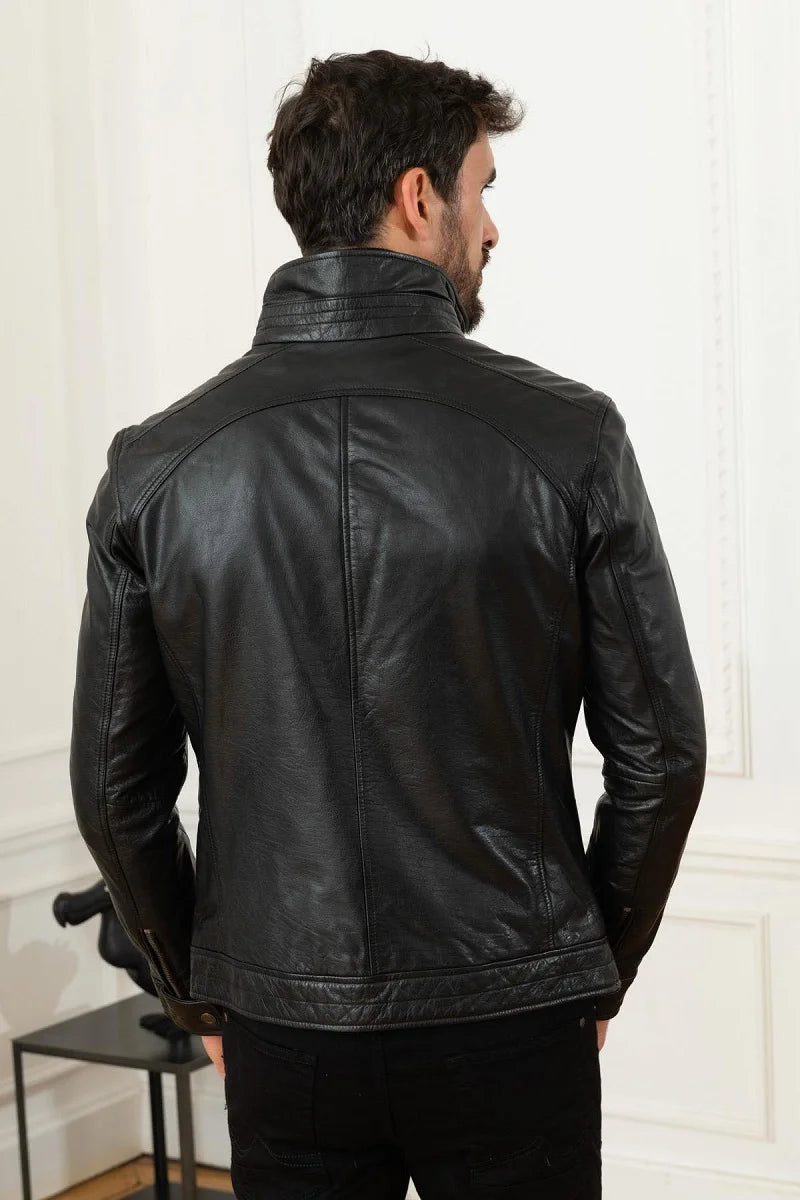 Heritage Men Black Leather Jacket - Taushif #