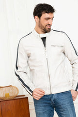 Jetstream Men White Leather Jacket - Taushif #