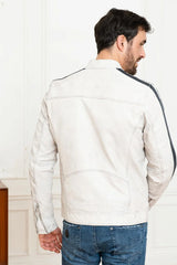 Jetstream Men White Leather Jacket - Taushif #