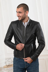 Nightfall Men Black Leather Jacket - Taushif #