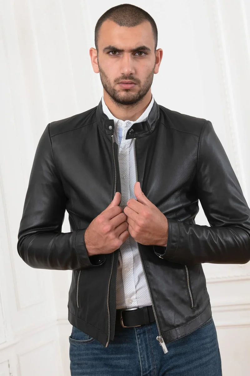 Nightfall Men Black Leather Jacket - Taushif #