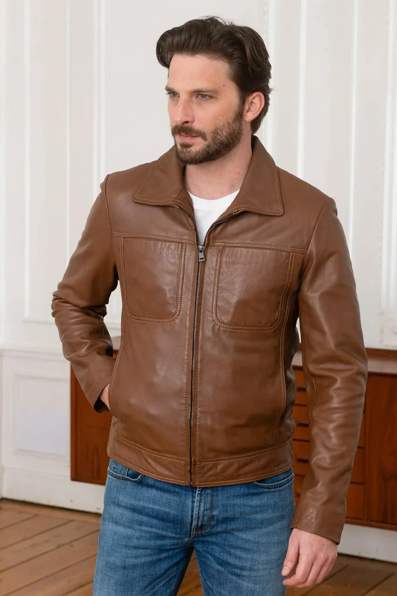 Jetstream Men Brown Leather Jacket - Taushif #