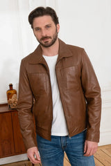 Jetstream Men Brown Leather Jacket - Taushif #