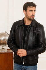 Stormlord Men Black Leather Jacket - Taushif #