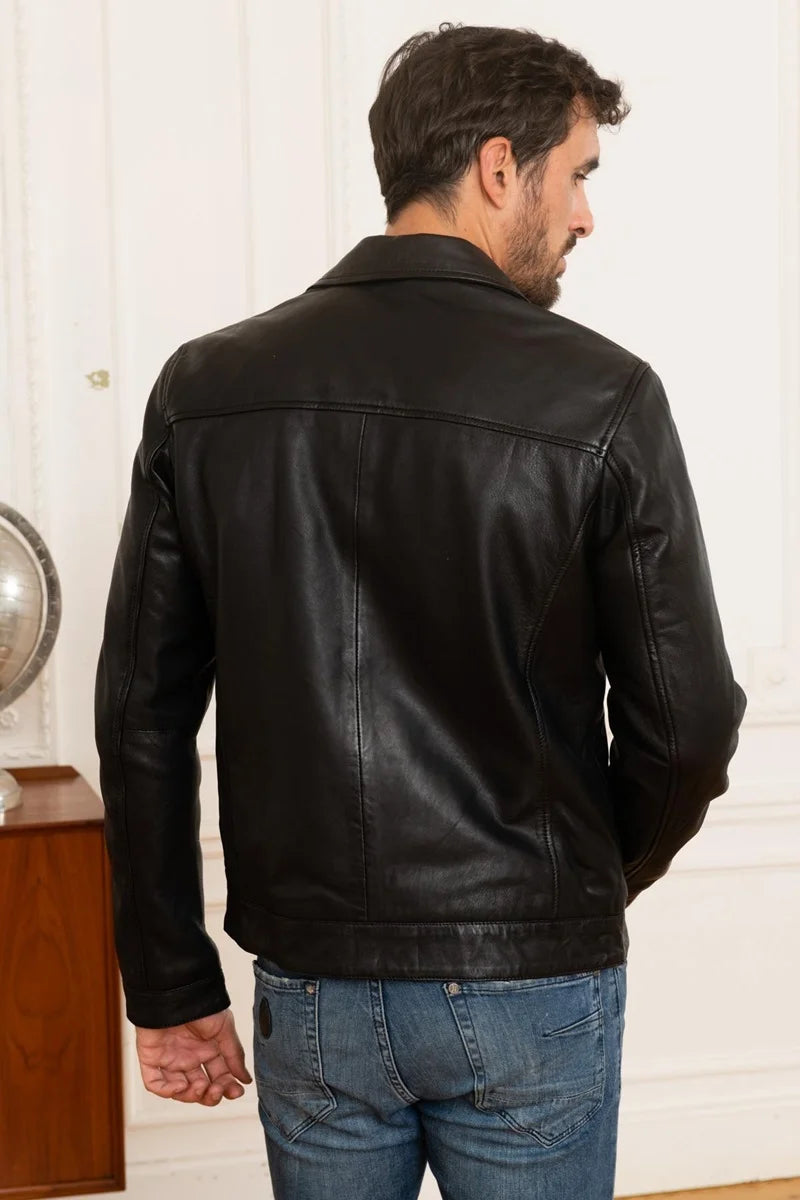 Stormlord Men Black Leather Jacket - Taushif #