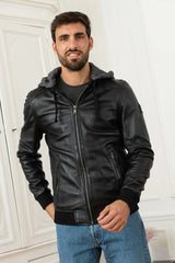 Eclipse Men Leather Bomber Jacket Taushif