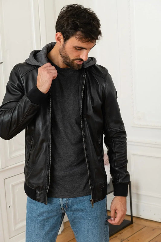 Eclipse Men Leather Bomber Jacket Taushif