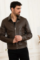 Stormlord Men Brown Leather Jacket Taushif