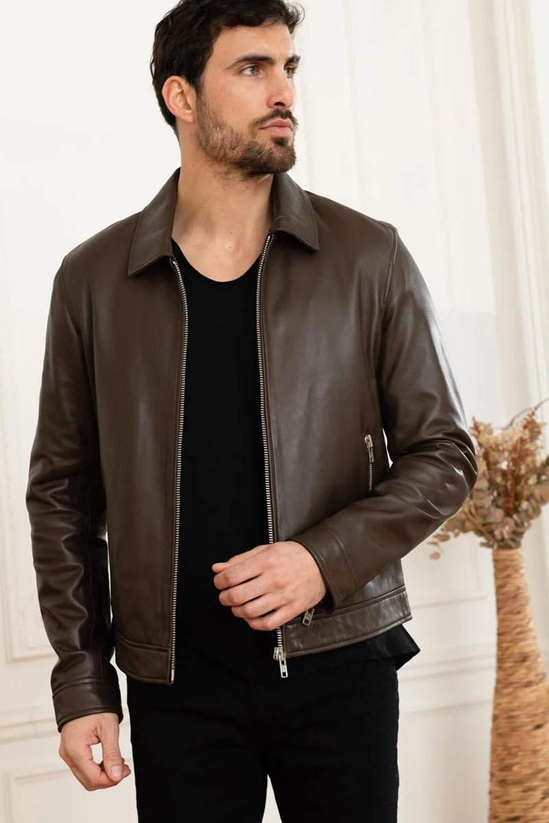 Stormlord Men Brown Leather Jacket Taushif