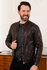 Onyx Men Brown Leather Jacket Taushif