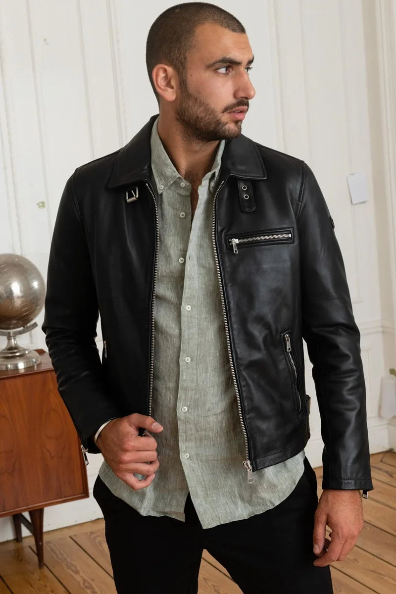 Stealth Men Black Leather Jacket Taushif