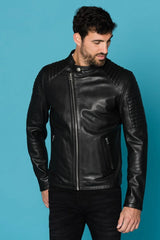 Thunderbolt Men Black Leather Jacket