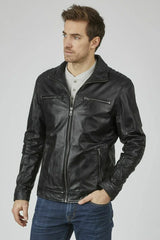City Edge Men Black Leather Jacket