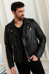 Stallion Men Black Biker Leather Jacket - Taushif #