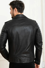 Stallion Men Black Biker Leather Jacket - Taushif #