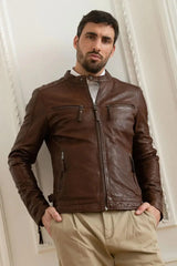 Ironhide Men Brown Leather Jacket - Taushif #