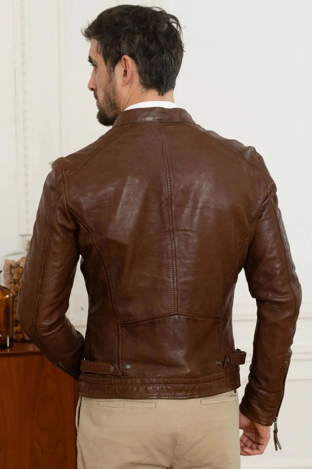 Ironhide Men Brown Leather Jacket - Taushif #