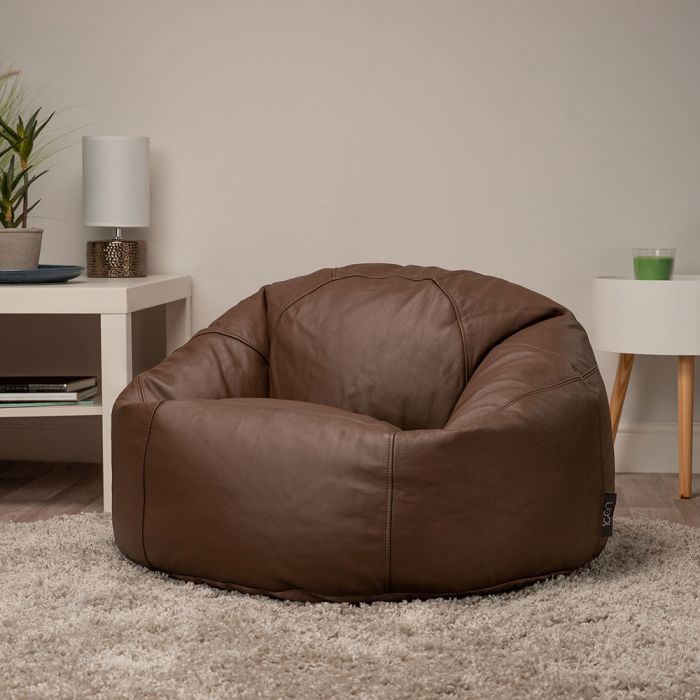 Genuine Leather Lounger Brown Bean bag - Taushif #