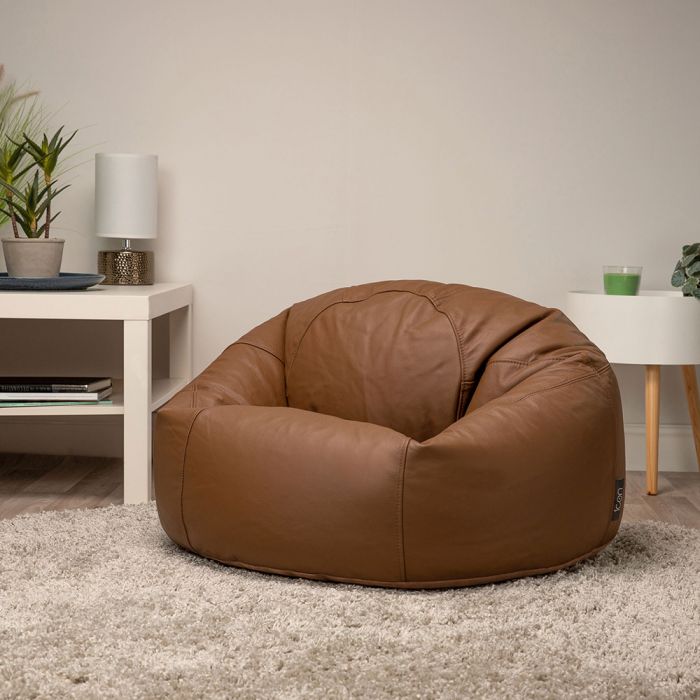 Genuine Leather Lounger Tan Bean bag - Taushif #